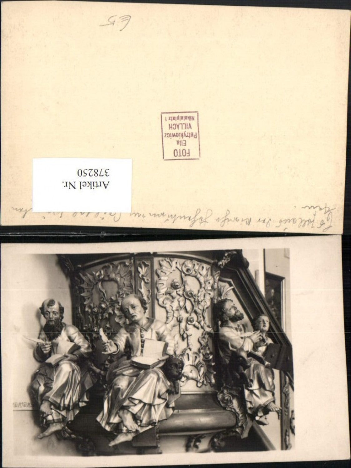 378250,Foto AK Bad Bleiberg im Gailtal Kirche Hl. Florian Kanzel Figuren Statuen Detail