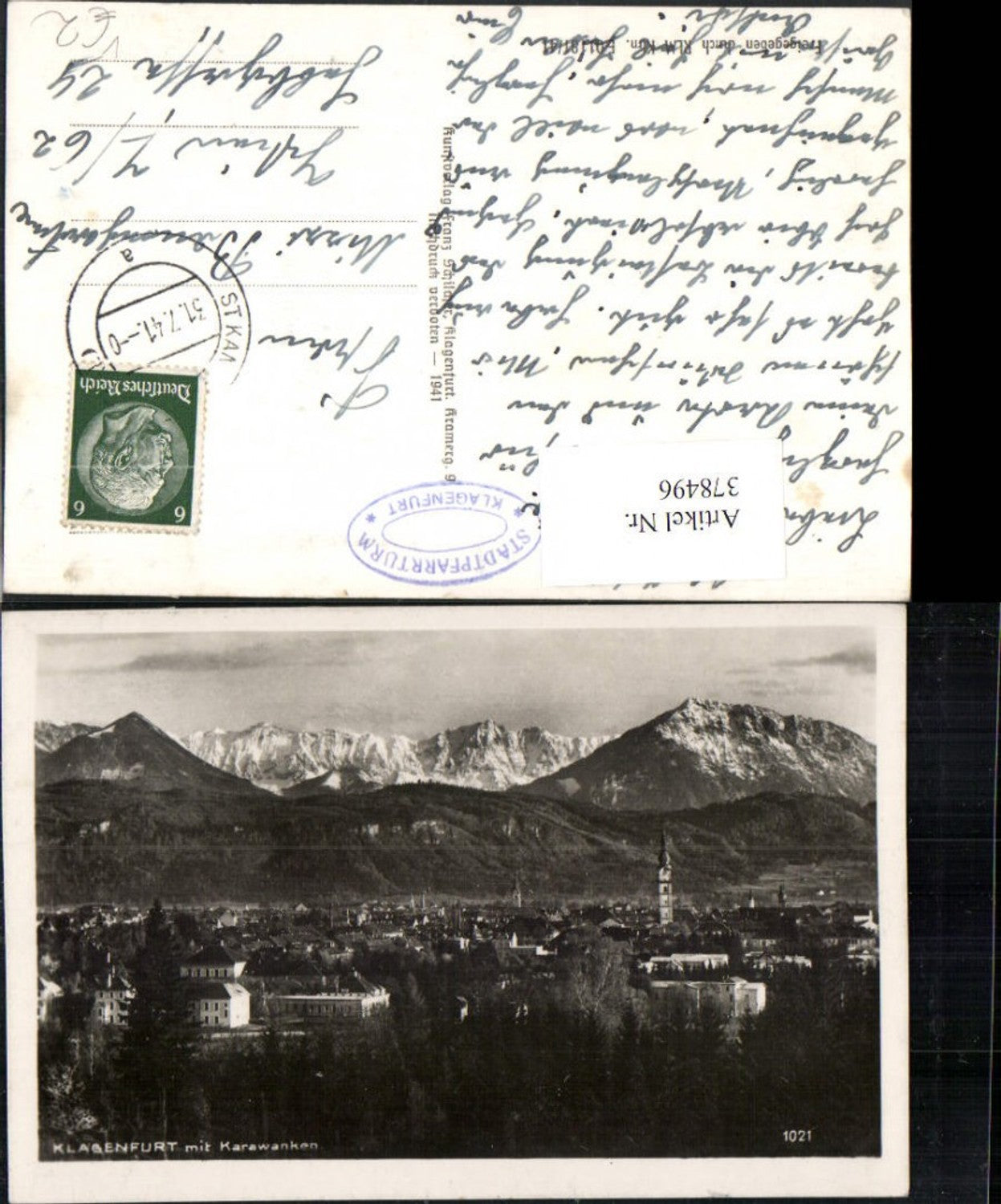 378496,Klagenfurt Totale m. Karawanken Bergkulisse pub Franz Schilcher 1021