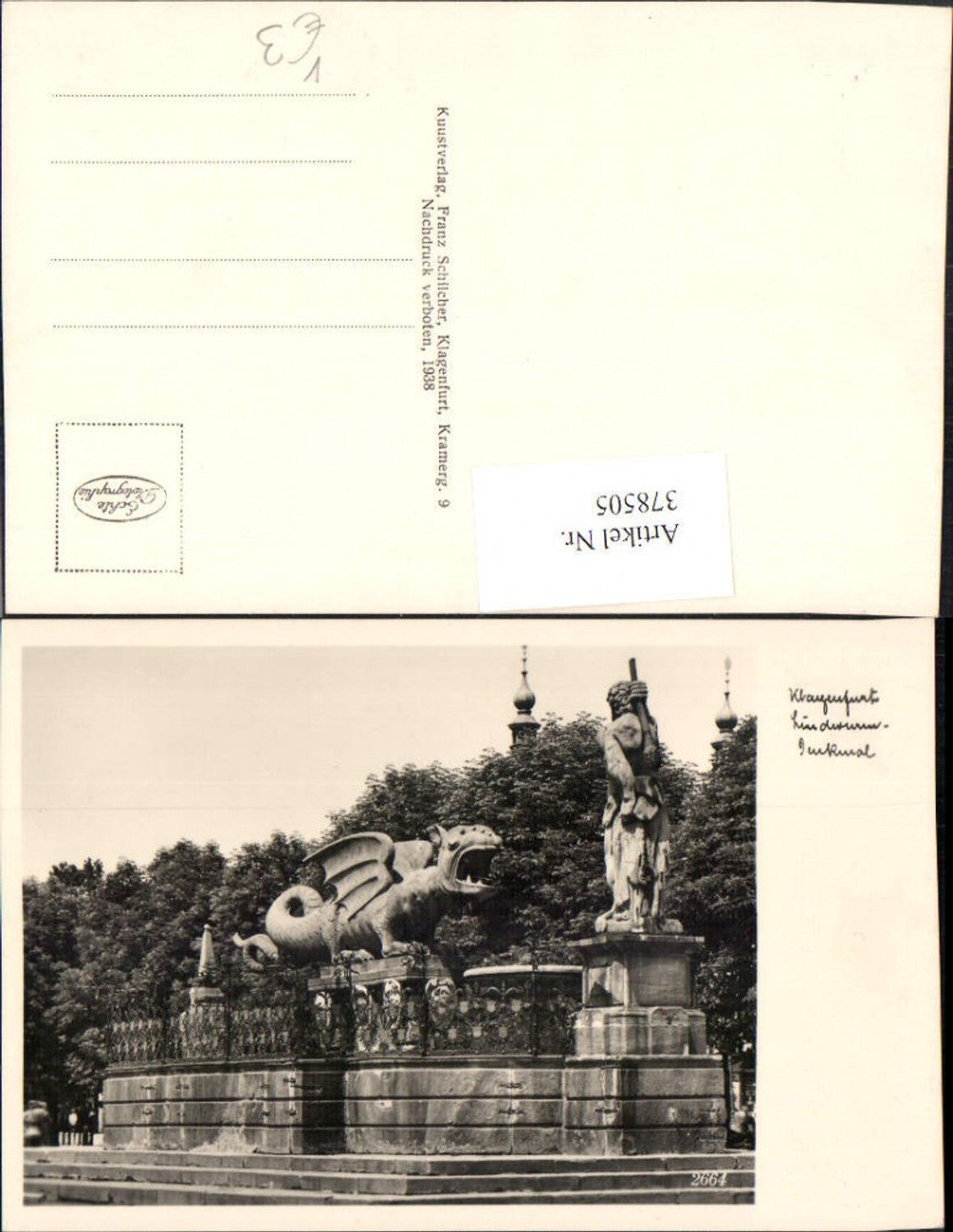 378505,Klagenfurt Lindwurm Denkmal Brunnen pub Franz Schilcher 2664