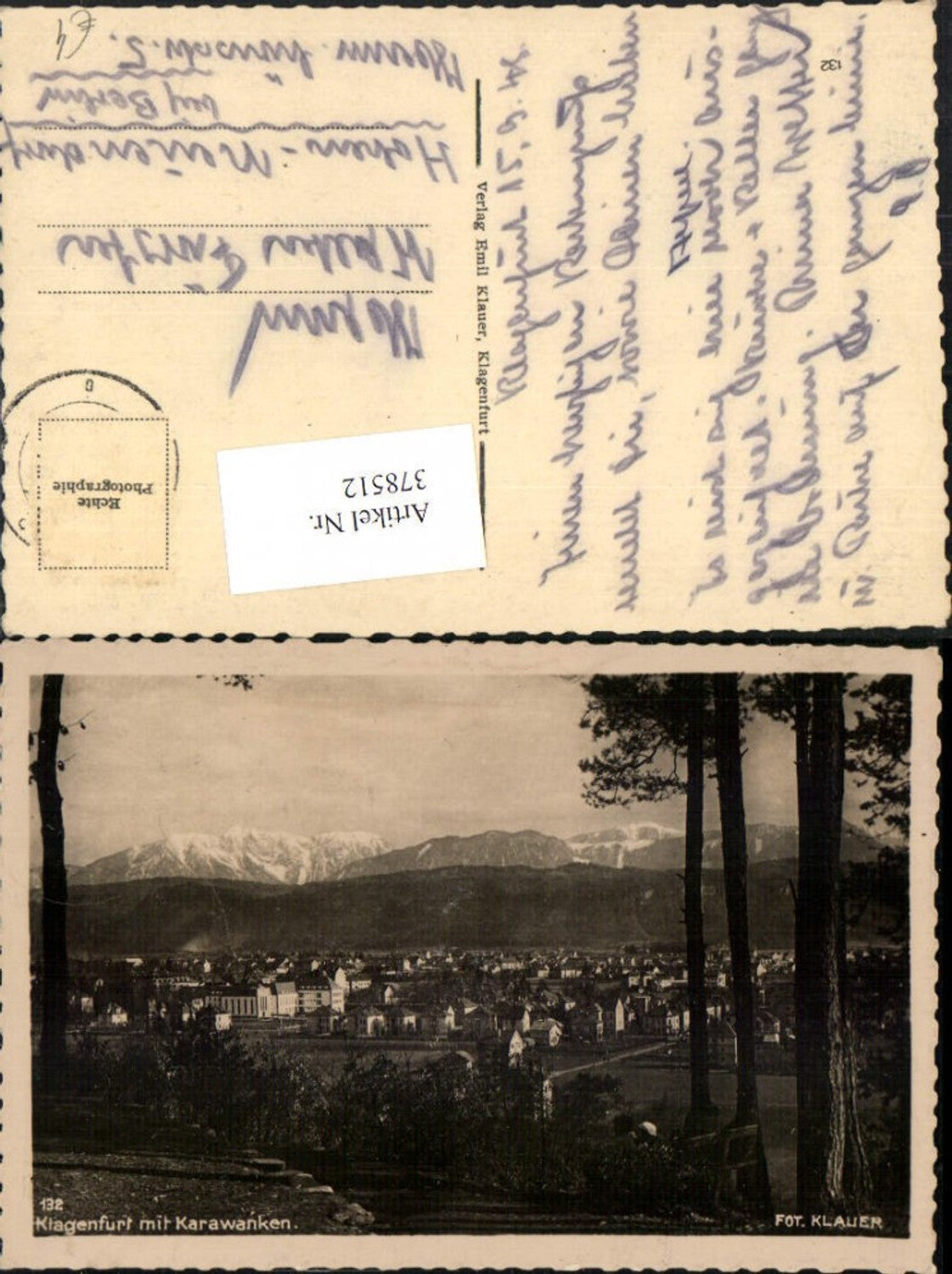 378512,Klagenfurt Teilansicht m. Karawanken Bergkulisse