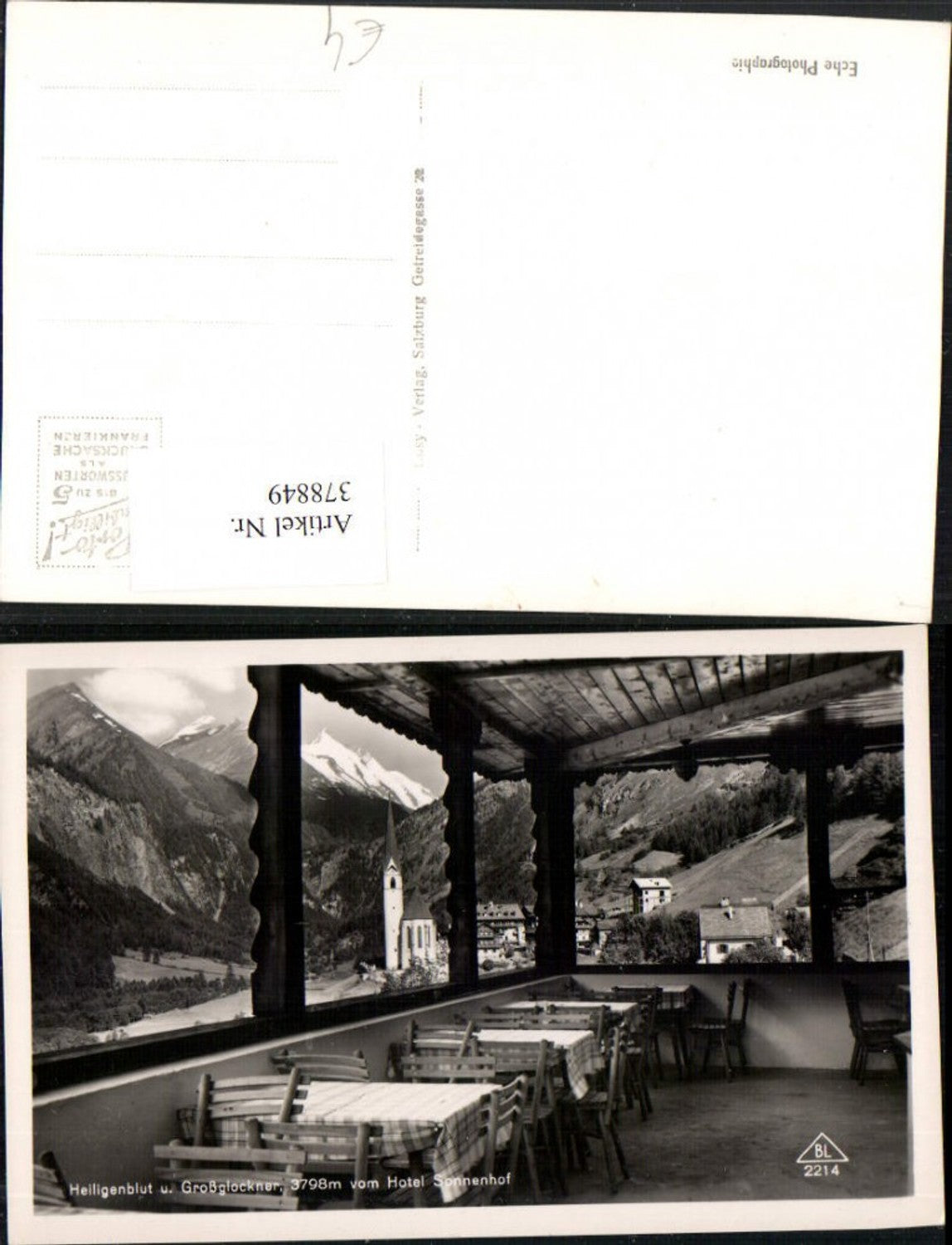 378849,Heiligenblut Totale vom Hotel Sonnenhof m. Großglockner Bergkulisse