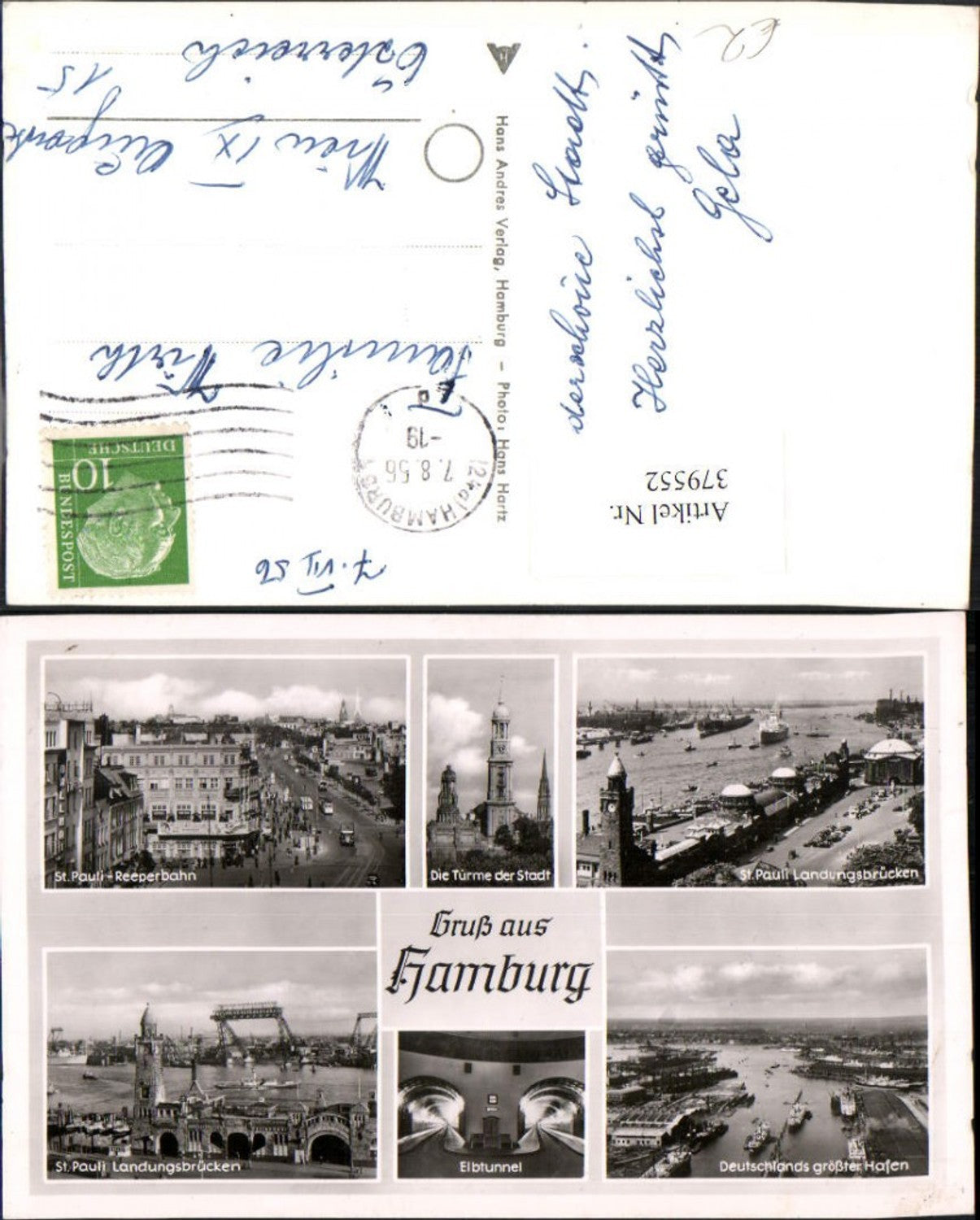 379552,Hamburg Hafen Elbtunnel St. Pauli Landungsbrücken Reeperbahn Mehrbildkarte