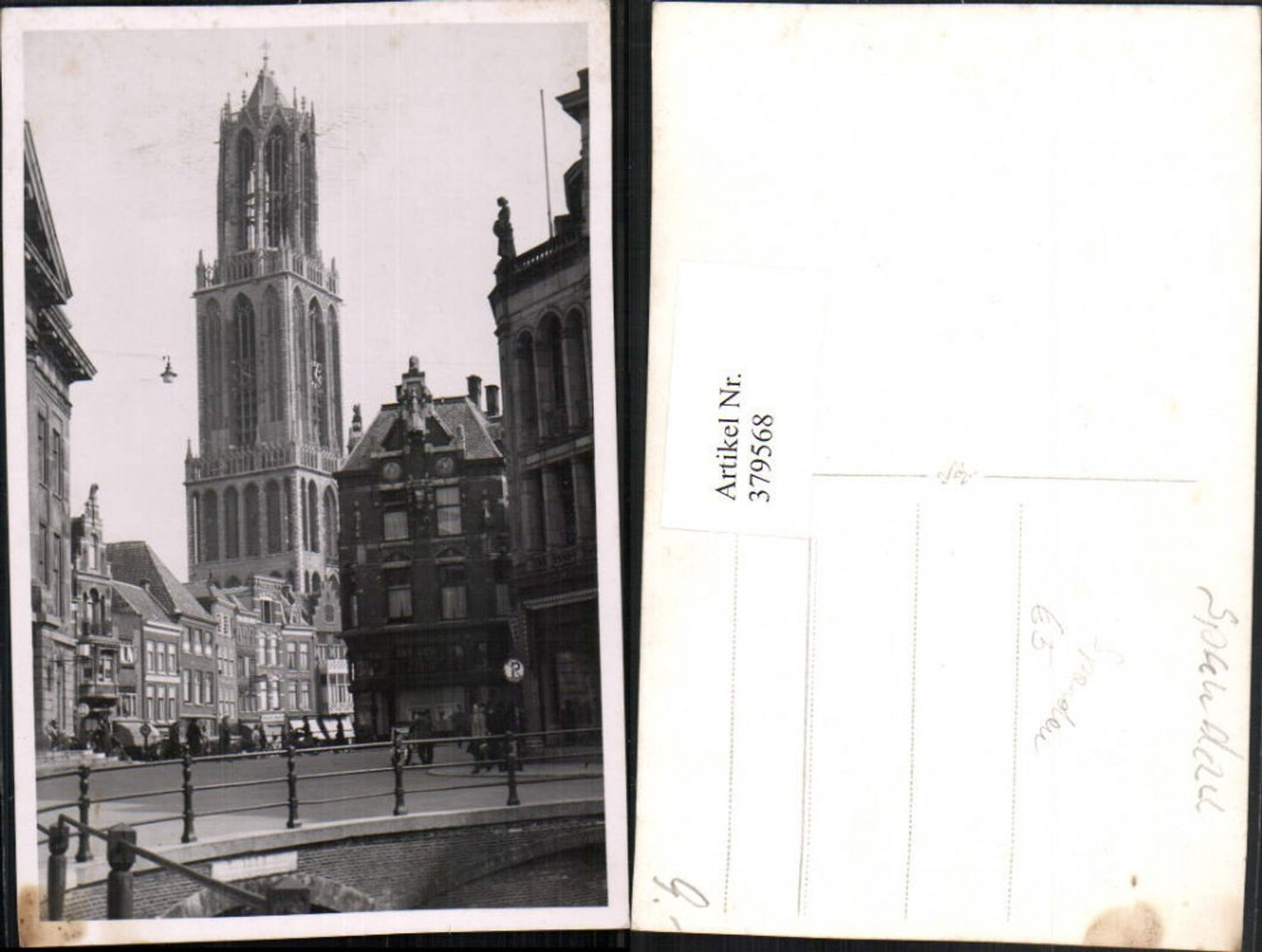 379568,Foto AK Utrecht Kirchenturm Turm Straßenansicht