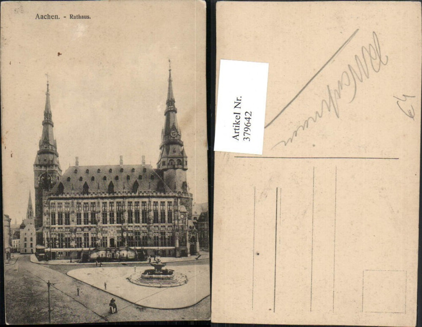 379642,Aachen Rathaus Gebäude Brunnen