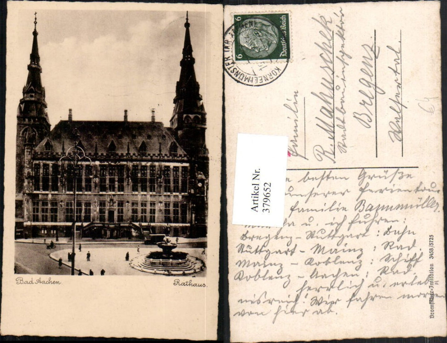 379652,Bad Aachen Rathaus Gebäude Brunnen