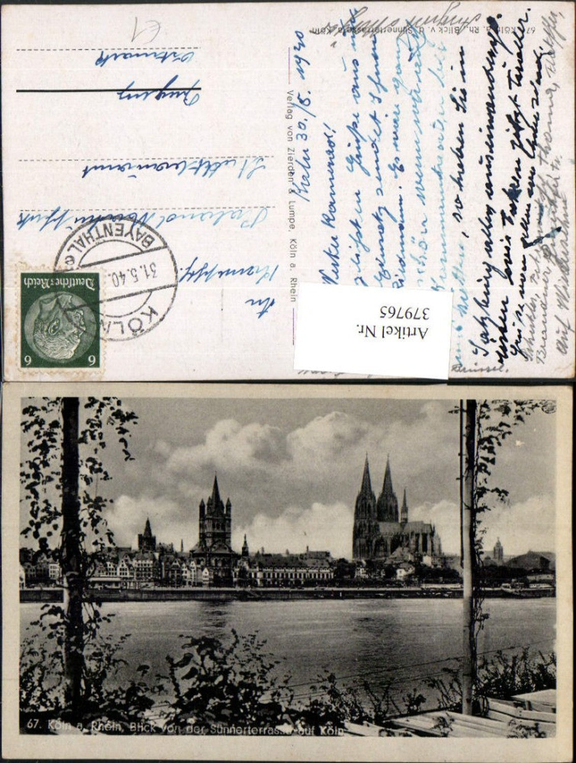 379765,Köln am Rhein Teilansicht von d. Sünnerterrasse Kirche Dom