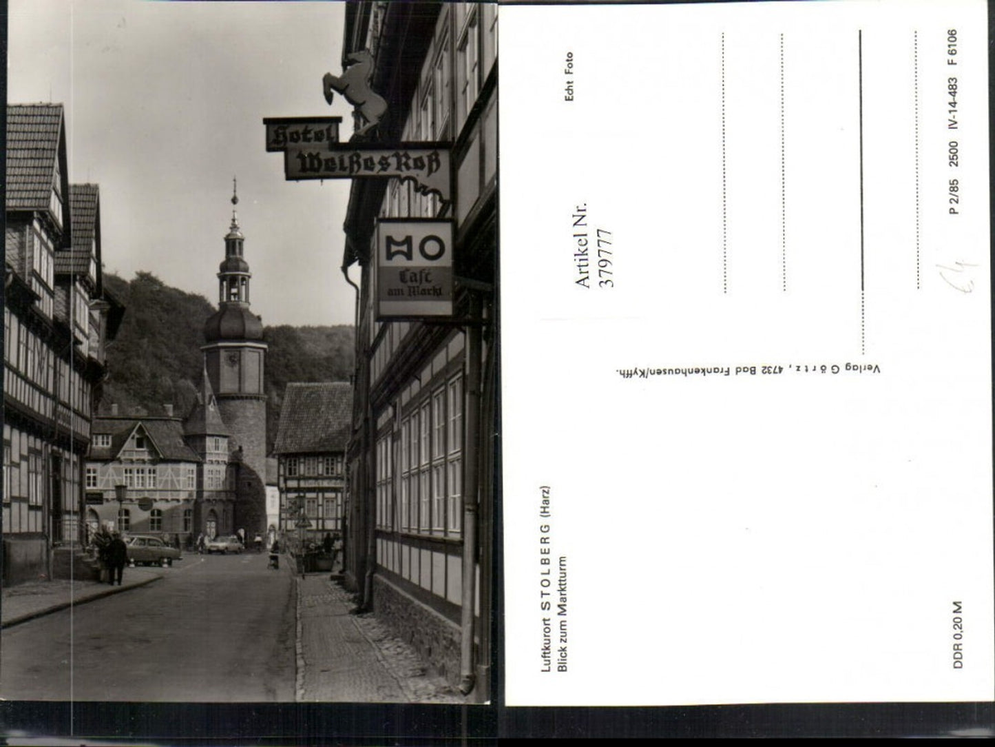 379777,Stolberg im Harz Blick zum Marktturm Straßenansicht Hotel Weißes Roß Ross