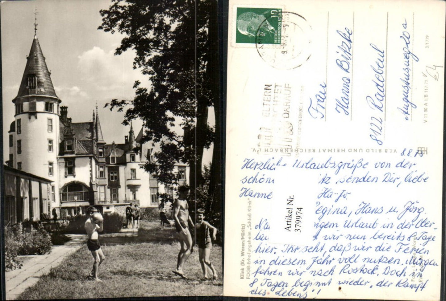 379974,Klink FDGB-Erholungsheim Schloss Klink pub VEB