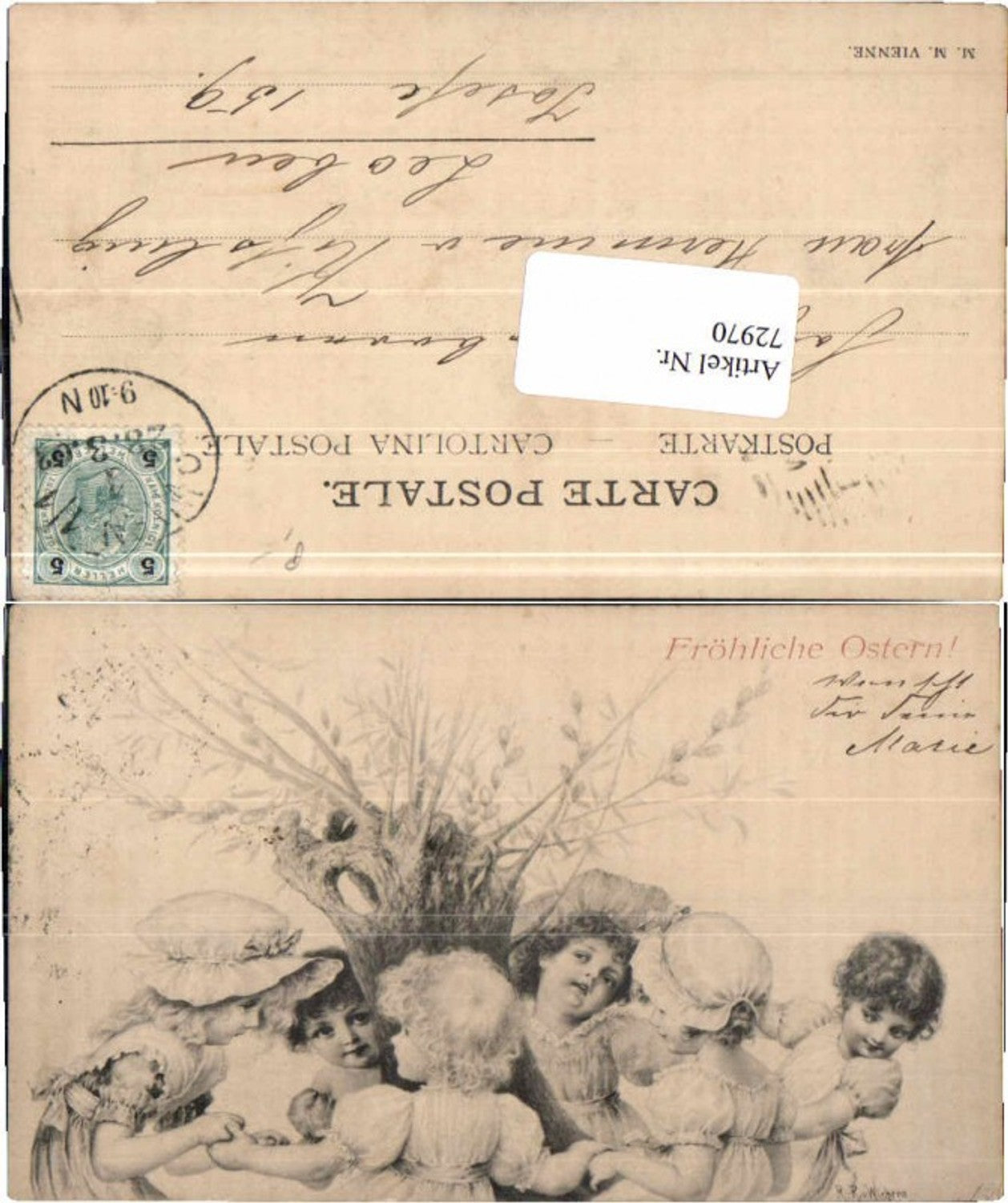 72970,M.M. Vienne Jugendstil Ostern Kinder Wichera R.v.