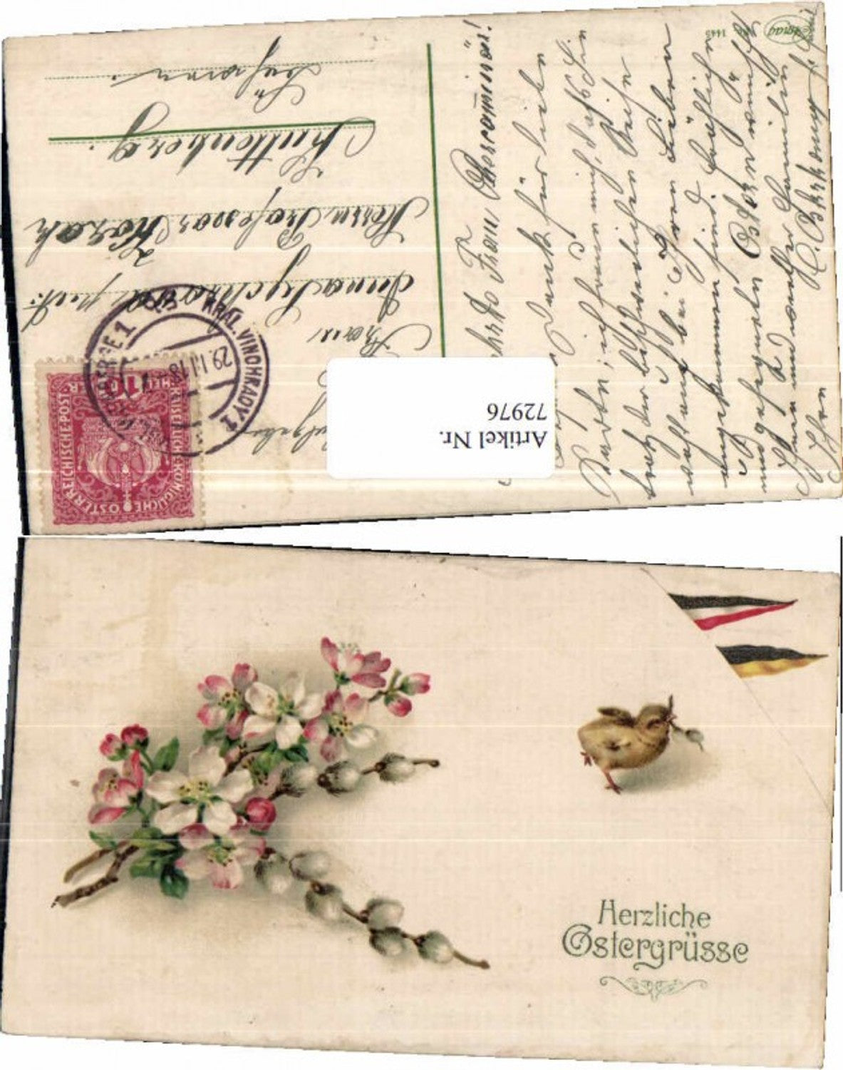 72976,Patriotik Küken Ostern Blumen Fahnen Amag 1445