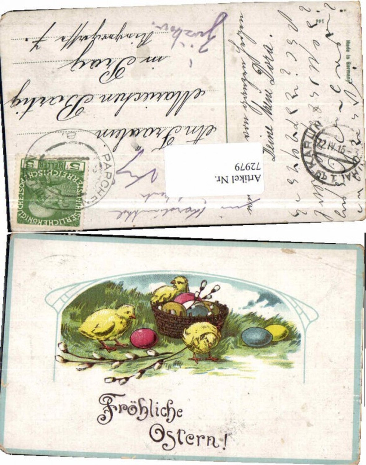 72979,Ostern Küken Ostereier Palmkätzchen