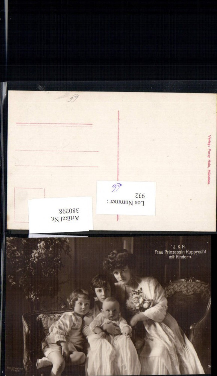 380298,Fotokarte Frau Prinzessin Rupprecht m. Kindern pub Grainer Adel