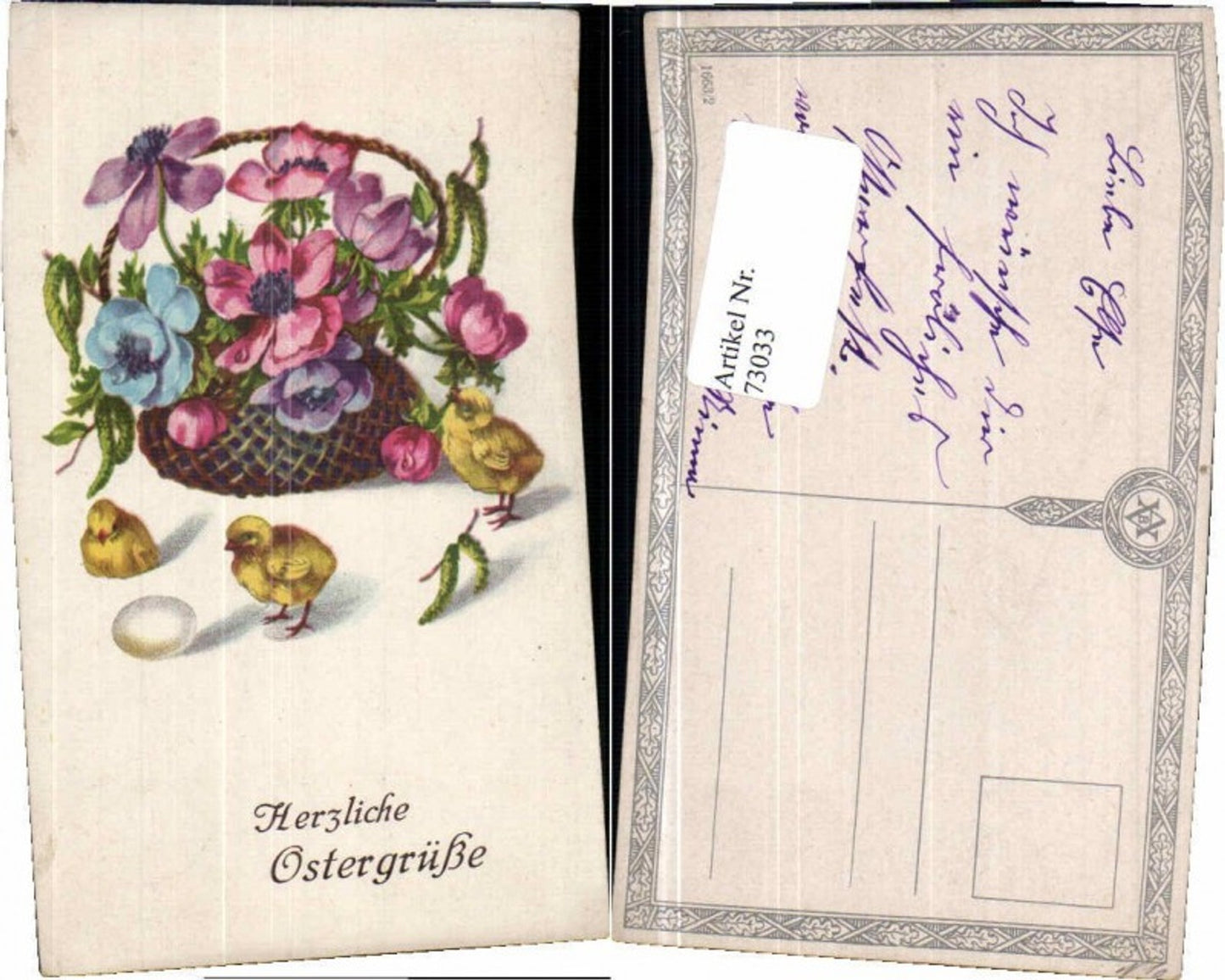 73033,Ostern Küken Blumenkorb Blumen