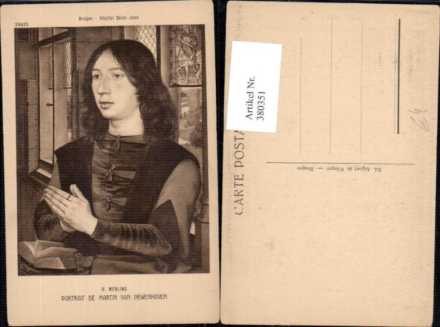 380351,Künstler Ak H. Memling Portrait de Martin van Newenhoven Kunst Wissenschaft