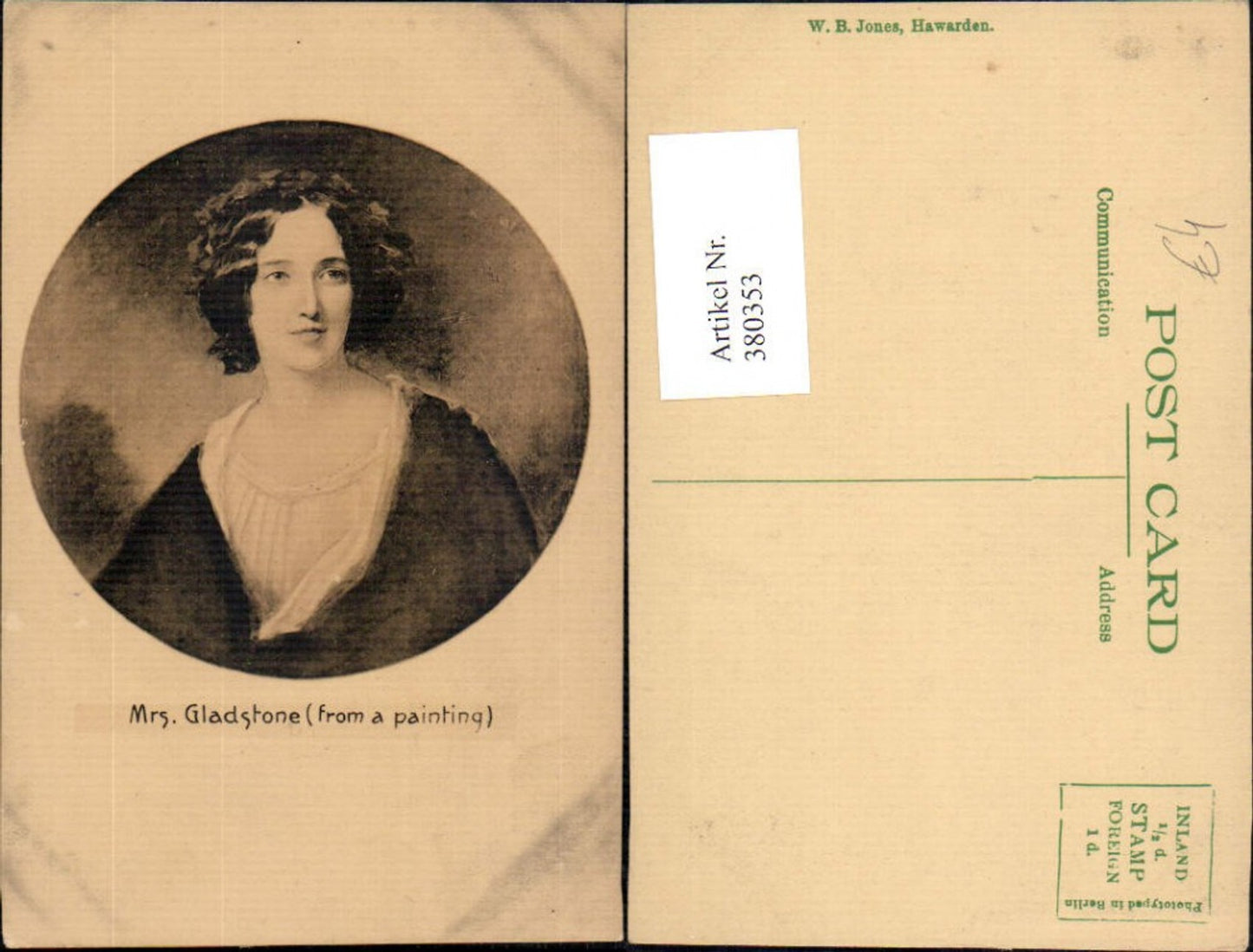 380353,Künstler Ak Mrs Gladstone from a painting Kunst Wissenschaft