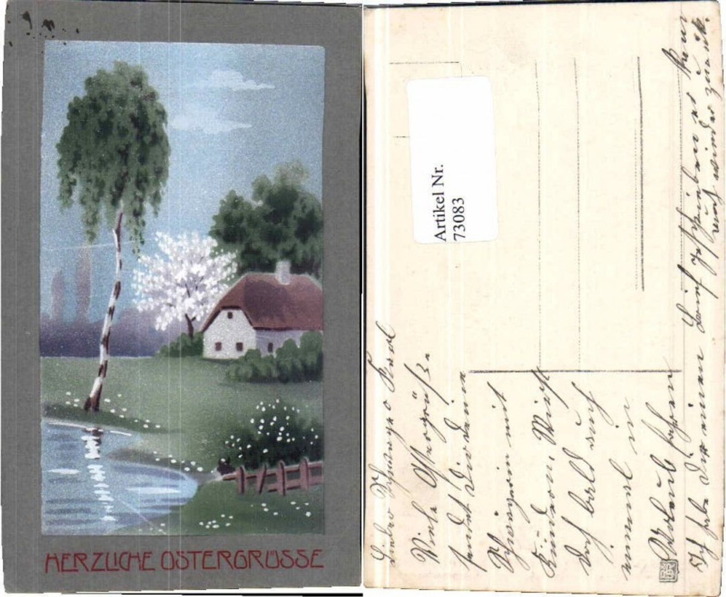 73083,Ostern Baum Haus See