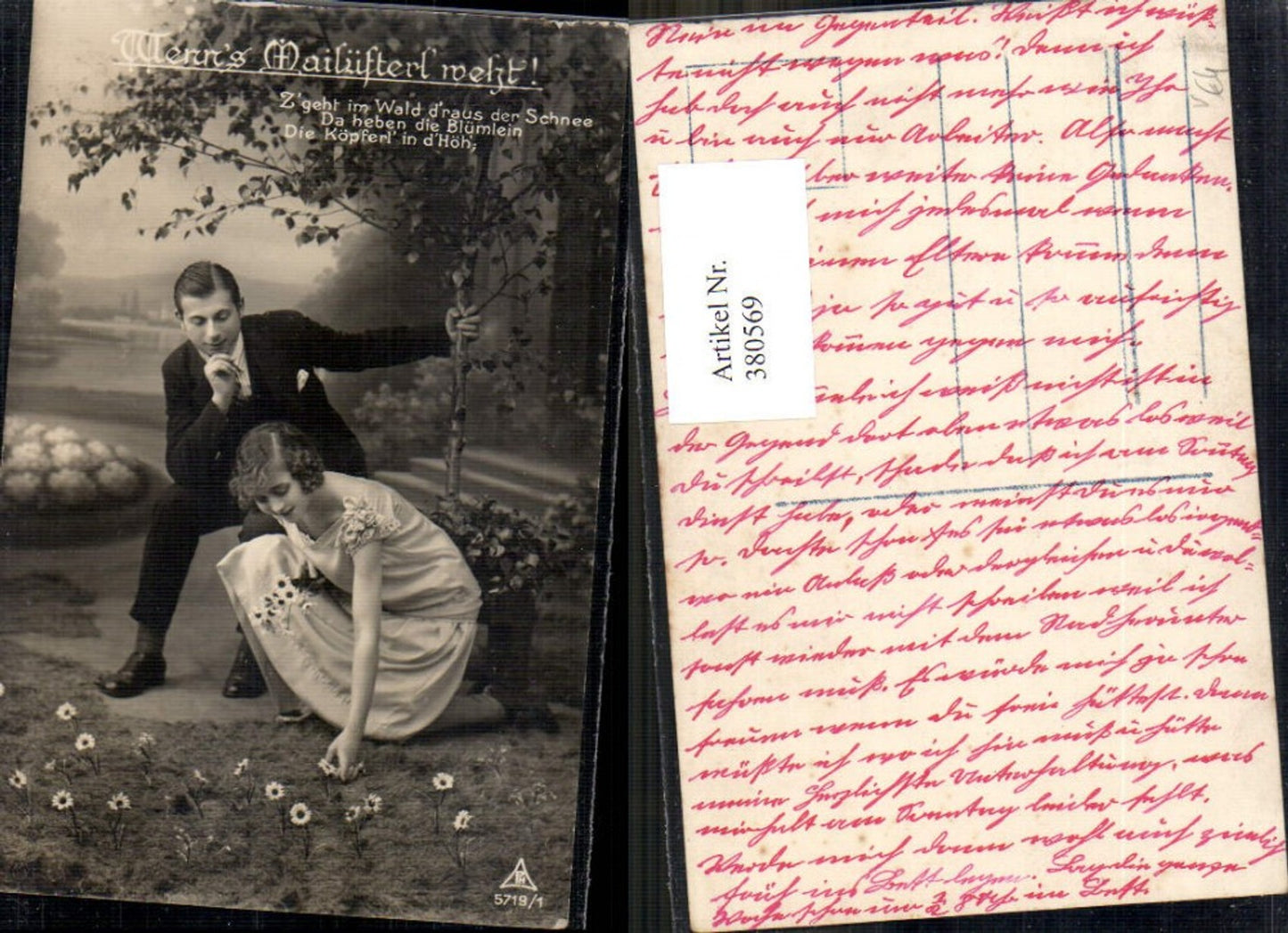 380569,Liebe Paar Blumenwiese Wenns Mailüfterl weht Spruch pub Photochemie 5719/1