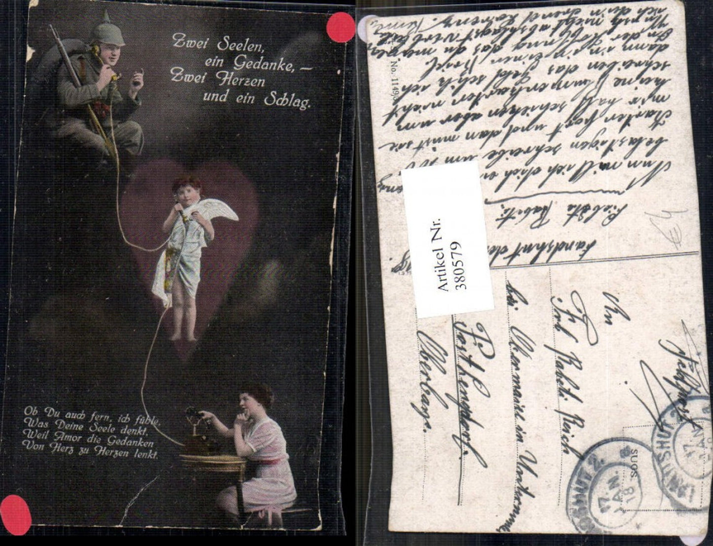 380579,Fotomontage Soldat Engel Amor Telefon Spruch Liebe Paar