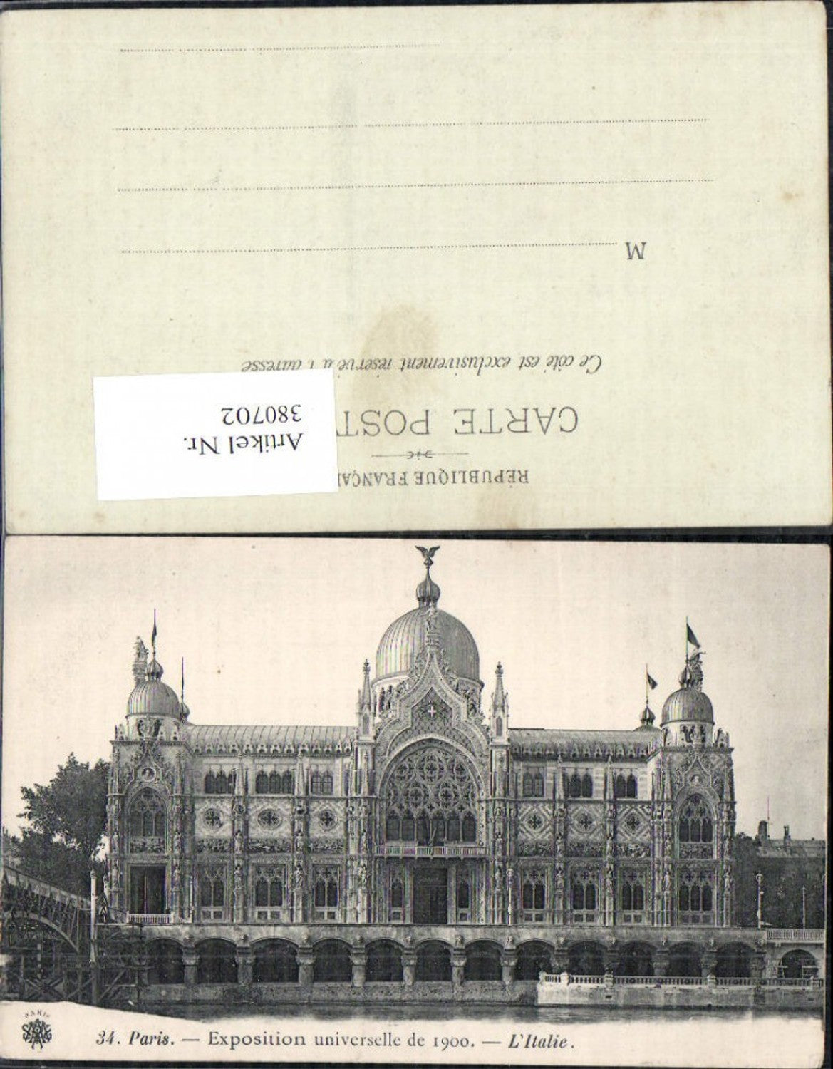 380702,Schloss Burg Paris Exposition universelle de 1900 L Italie Le Petit Palais