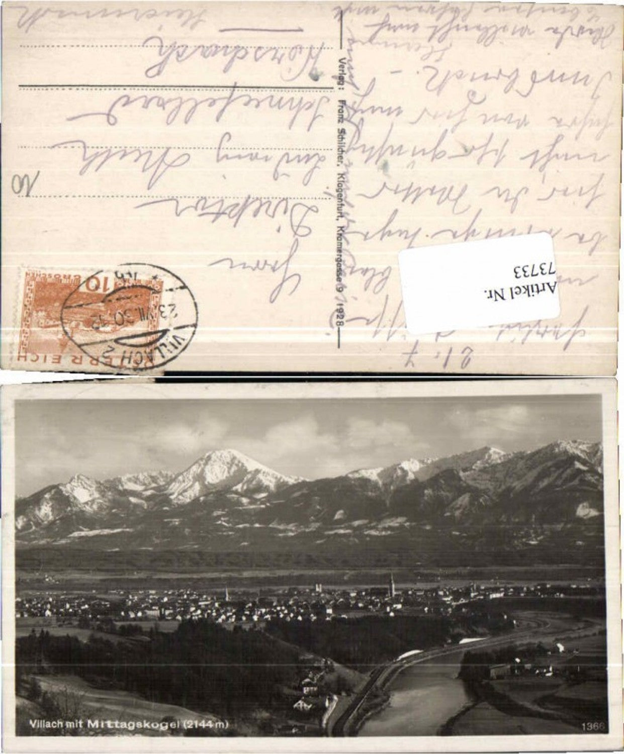 73733,Villach m. Mittagskogel 1928 pub Schilcher