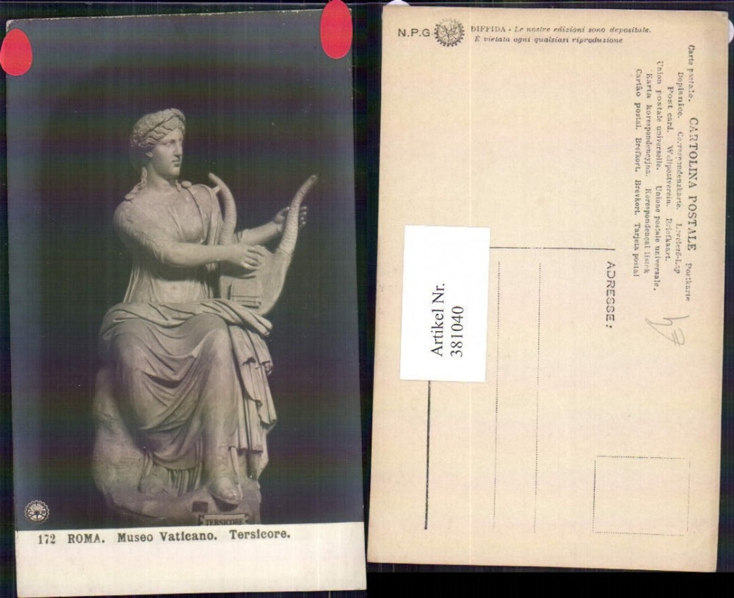 381040,Fotokunst Tersicore Museo Vaticano Roma Rom Harfe Statue Kunst pub NPG 172