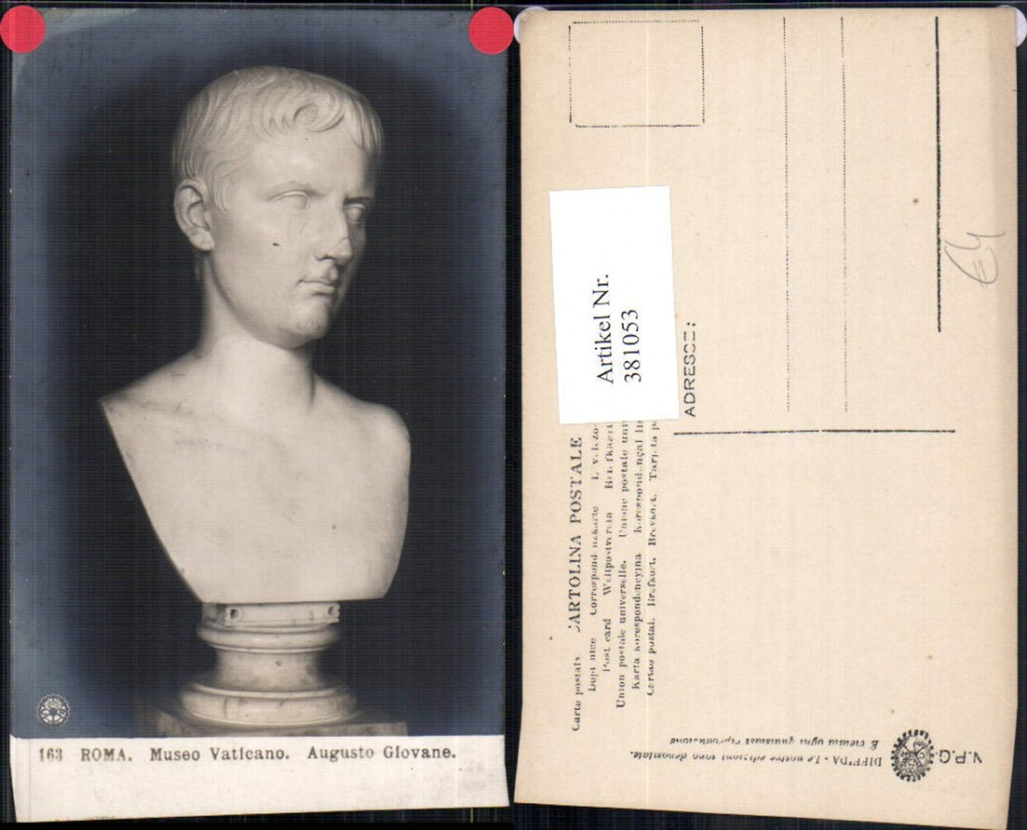 381053,Fotokunst Augusto Giovane Museo Vaticano Roma Rom Büste Kunst pub NPG 163