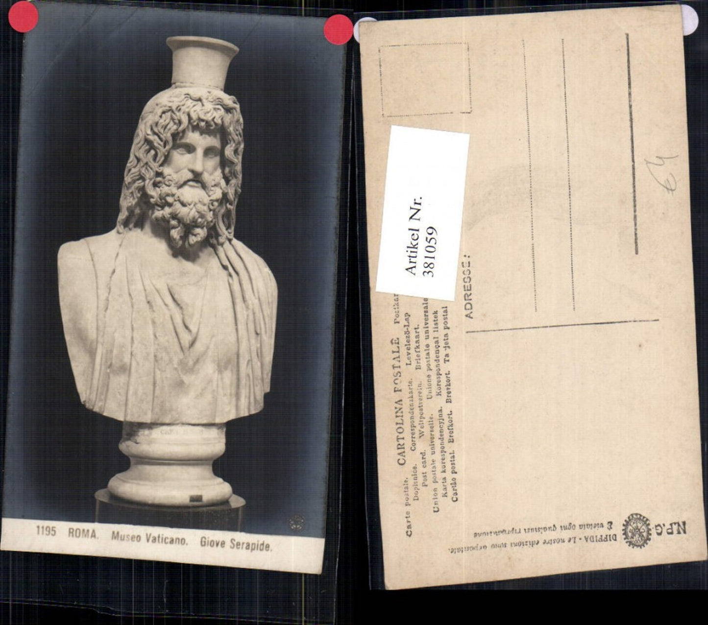 381059,Fotokunst Giove Serapide Museo Vaticano Roma Rom Büste Kunst pub NPG 1195