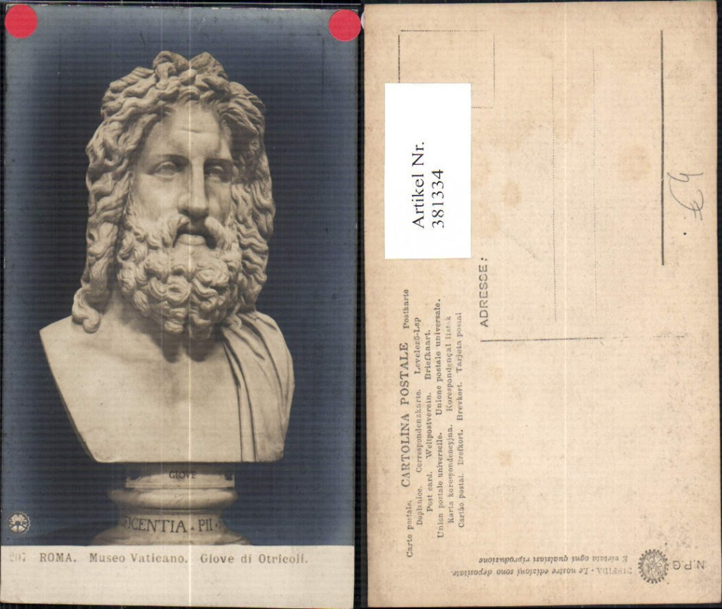 381334,Fotokunst Giove di Otricoli Büste Museo Vaticano Roma Rom pub NPG Diffida 207