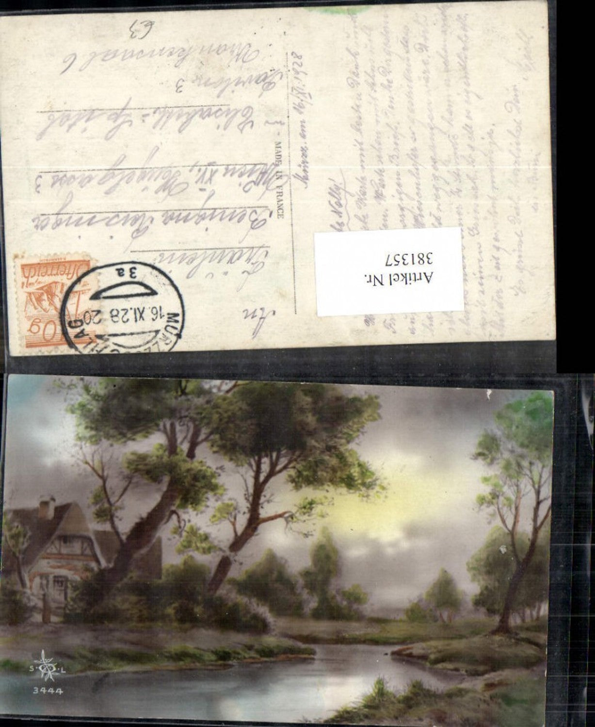 381357,Fotokunst Haus a. Fluss Landschaft