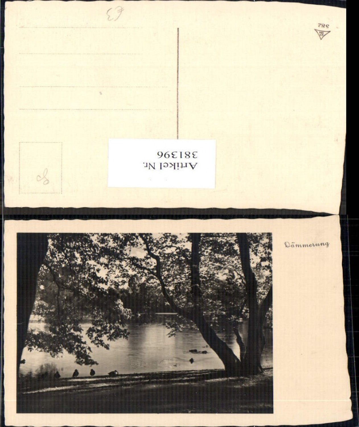 381396,Fotokunst Dämmerung Enten a. Fluss Bäume Ufer Landschaft