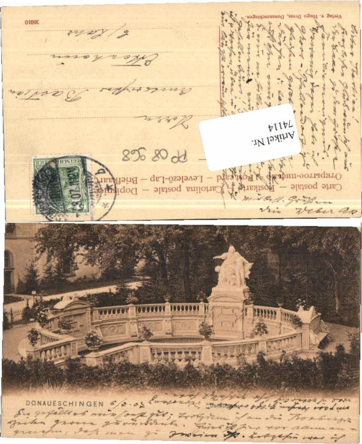 74114, Donaueschingen Monument Site 1907