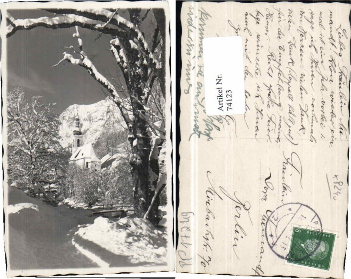 74123, Postcard Berchtesgaden Winter Scene 1930