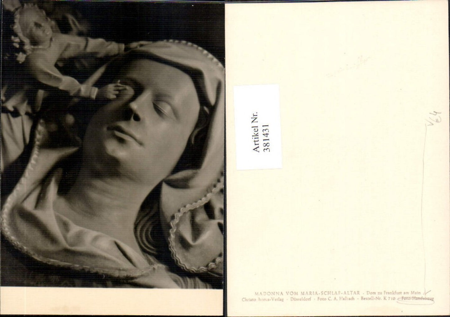 381431, Photographic art, hand-printed photograph of the Madonna of the Assumption altarpiece, Frankfurt Cathedral, statue, pub, Halbach