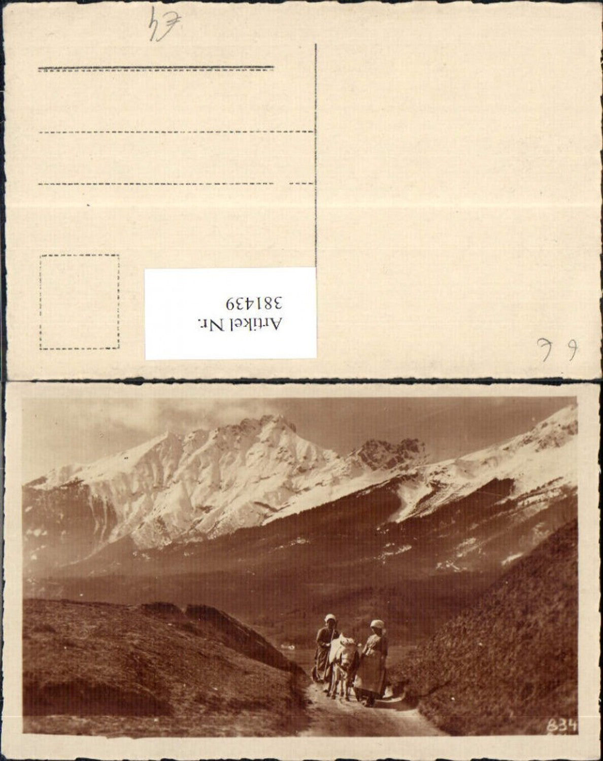 381439,Fotokunst Frauen m. Kuh Rind Weg Bergkulisse Landschaft