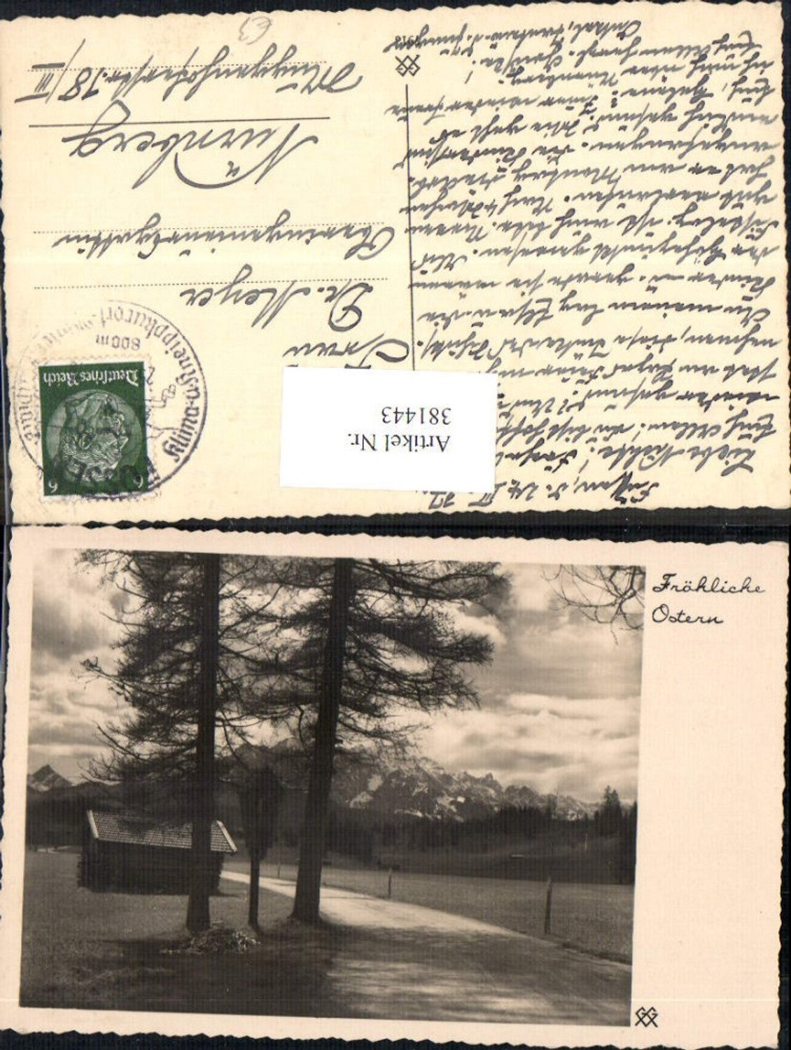 381443,Fotokunst Weg m. Hütte Wegkreuz Marterl Bäume Bergkulisse Landschaft