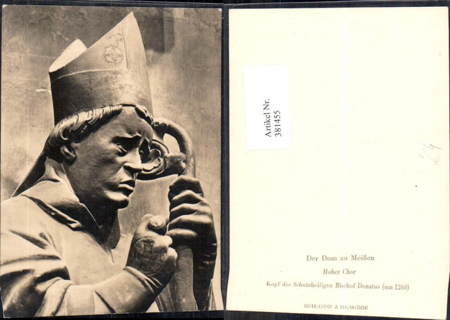 381455,Fotokunst Meißen Dom Hoher Chor Kopf d. Schutzheiligen Bischof Donatus Statue pub