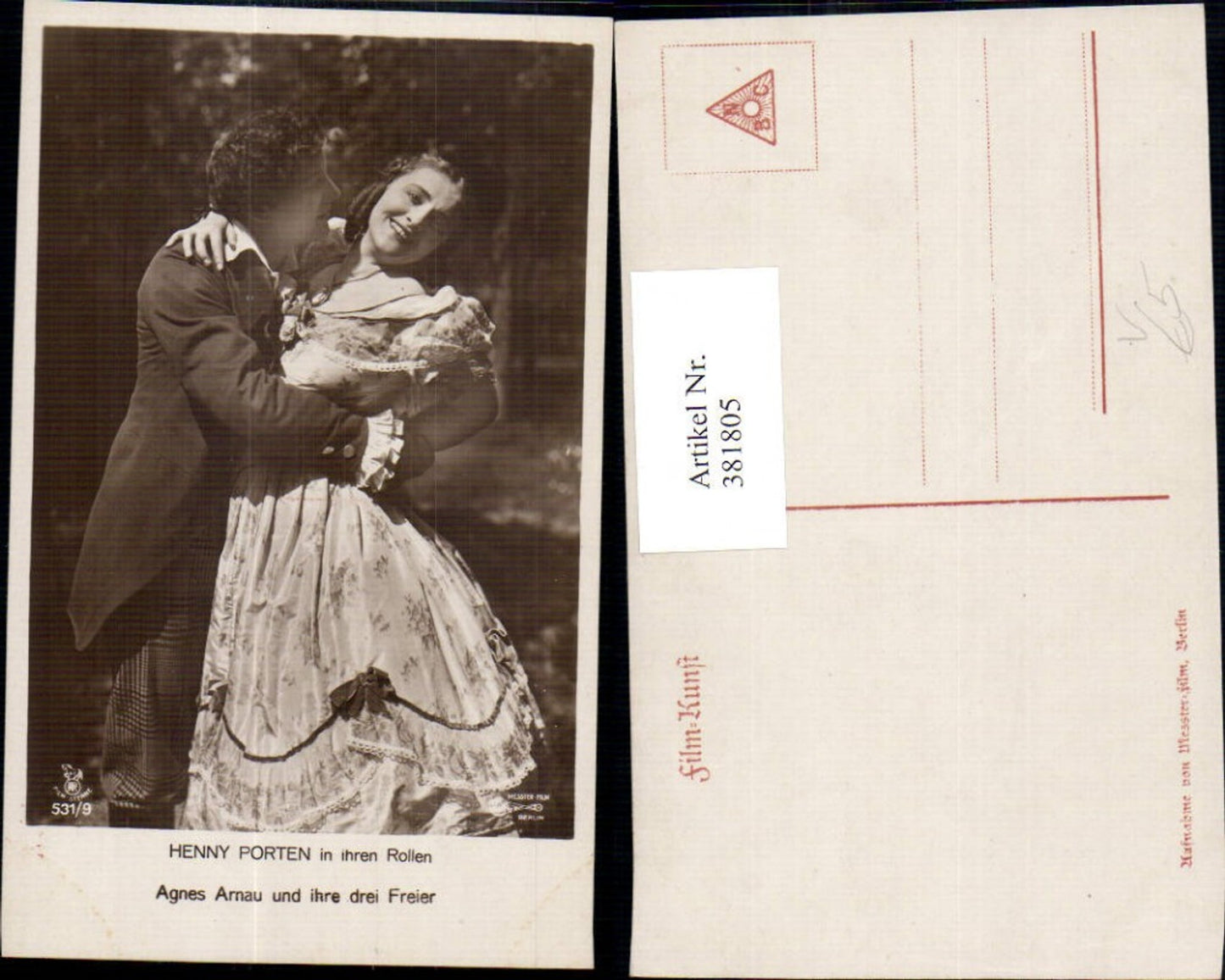 381805,Schauspielerin Henny Porten in Agnes Arnau u. ihre drei Freier pub RPH Film Sterne 531/9