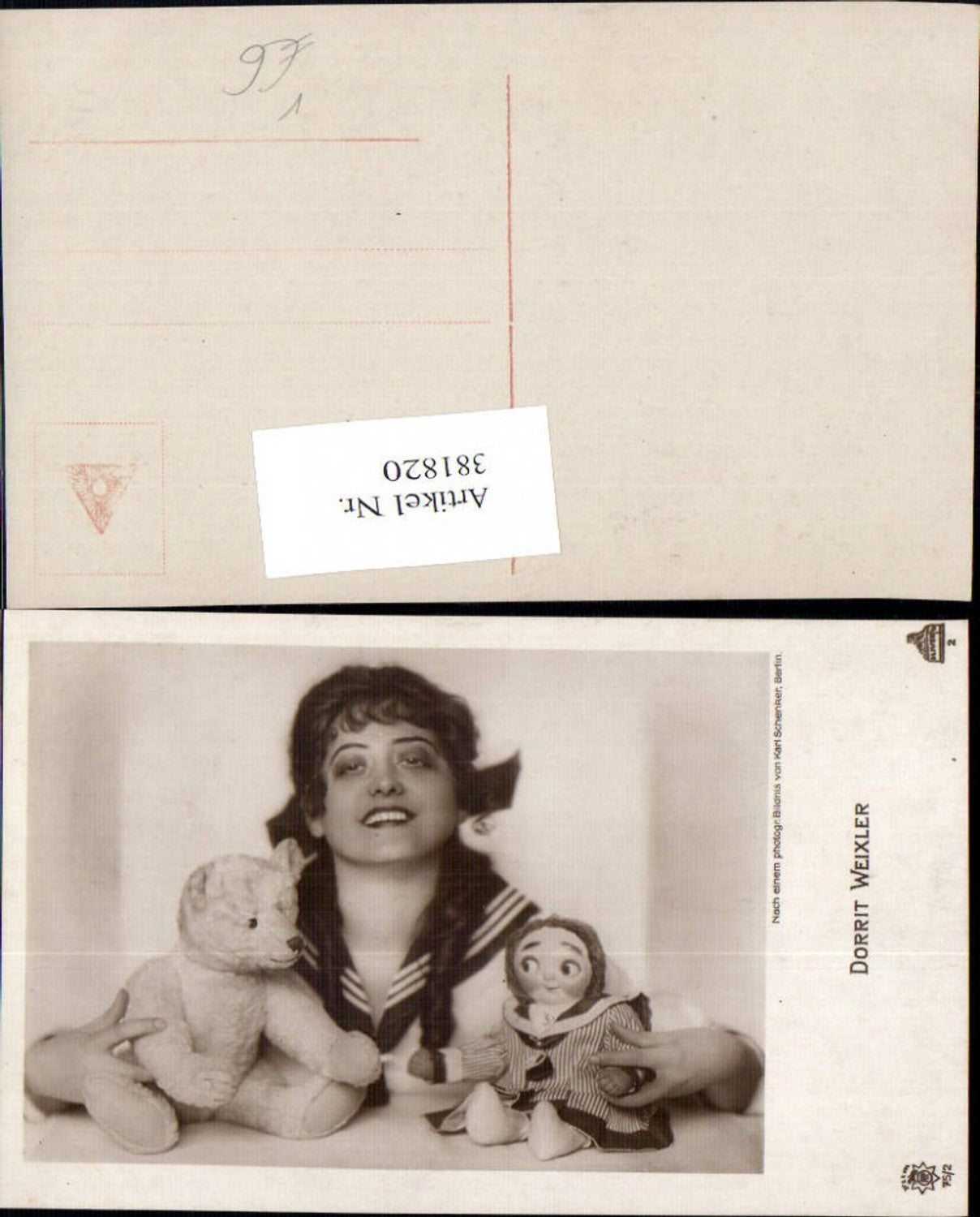 381820,Schauspielerin Dorrit Weixler Matrosenanzug Teddy Puppen pub RPH Film Sterne 75/2