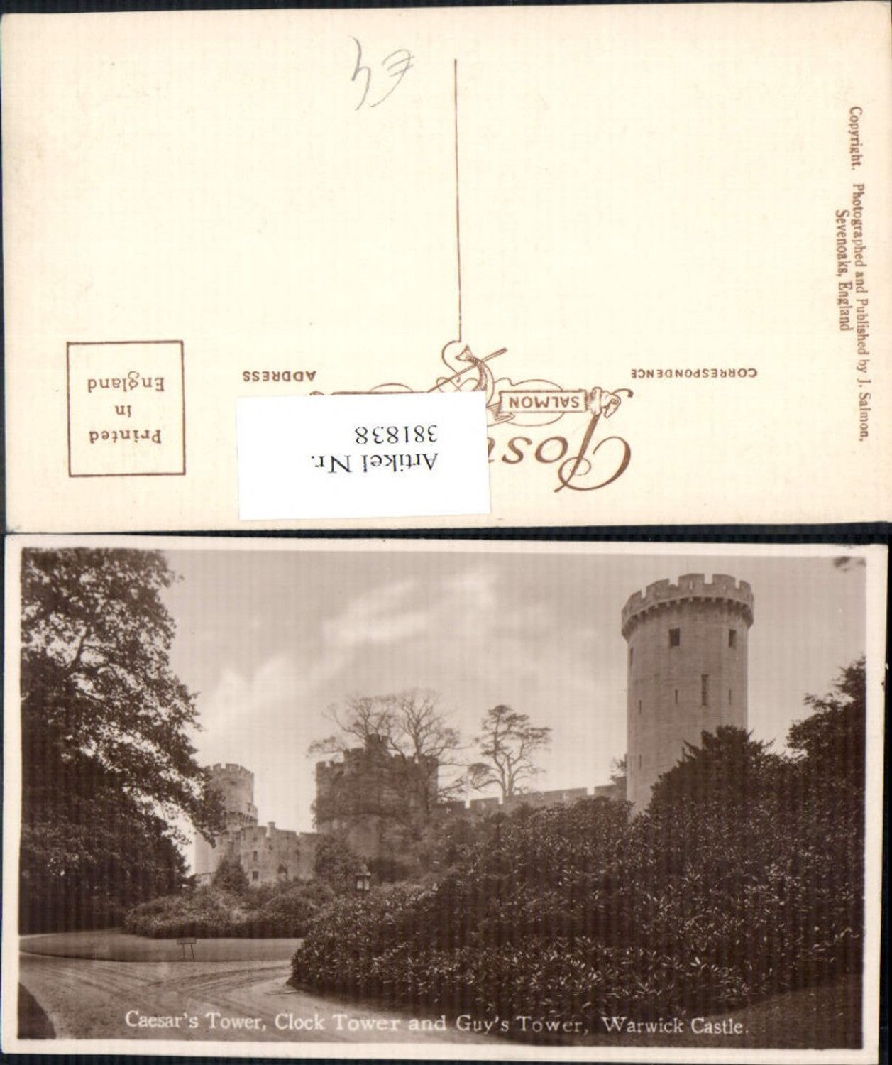 381838,Schloss Warwick Castle Caesars Tower Clock Tower and Guys Tower