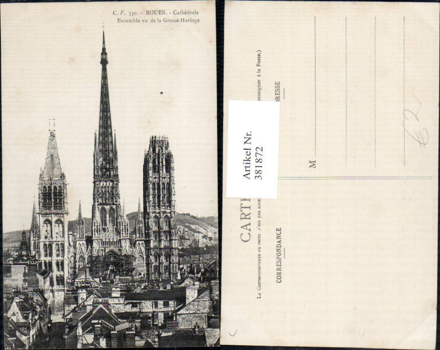381872,Kirche Rouen Cathedrale Kathedrale Ensemble vu de la Grosse Horloge