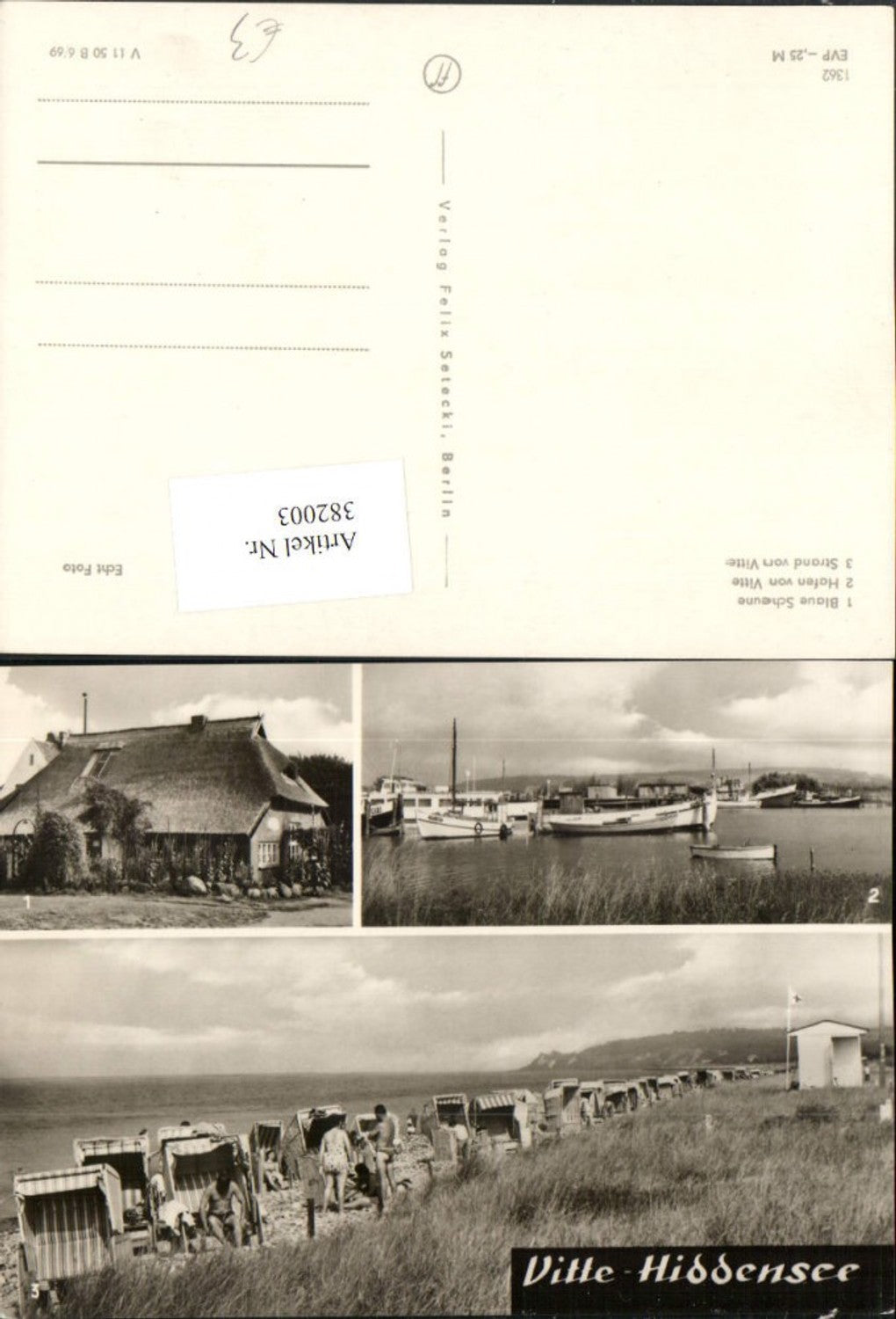 382003,Vitte Hiddensee Strand Strandleben Blaue Scheune Hafen Boote Mehrbildkarte