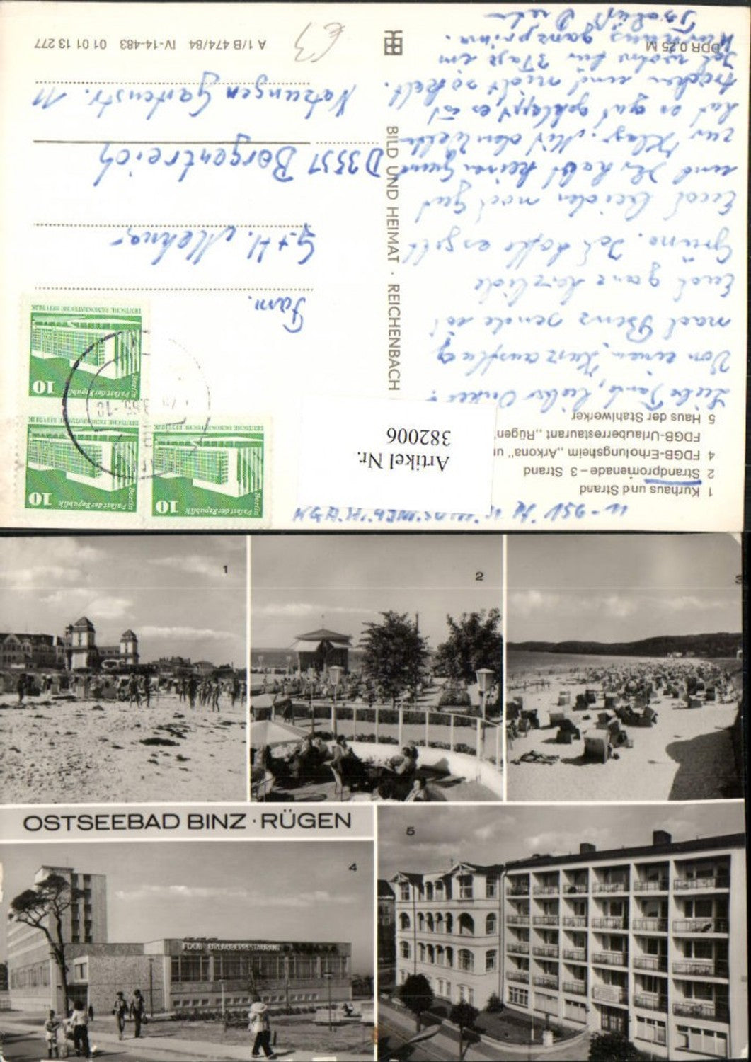 382006,Binz auf Rügen Kurhaus Strand Strandleben Erholungsheim Mehrbildkarte