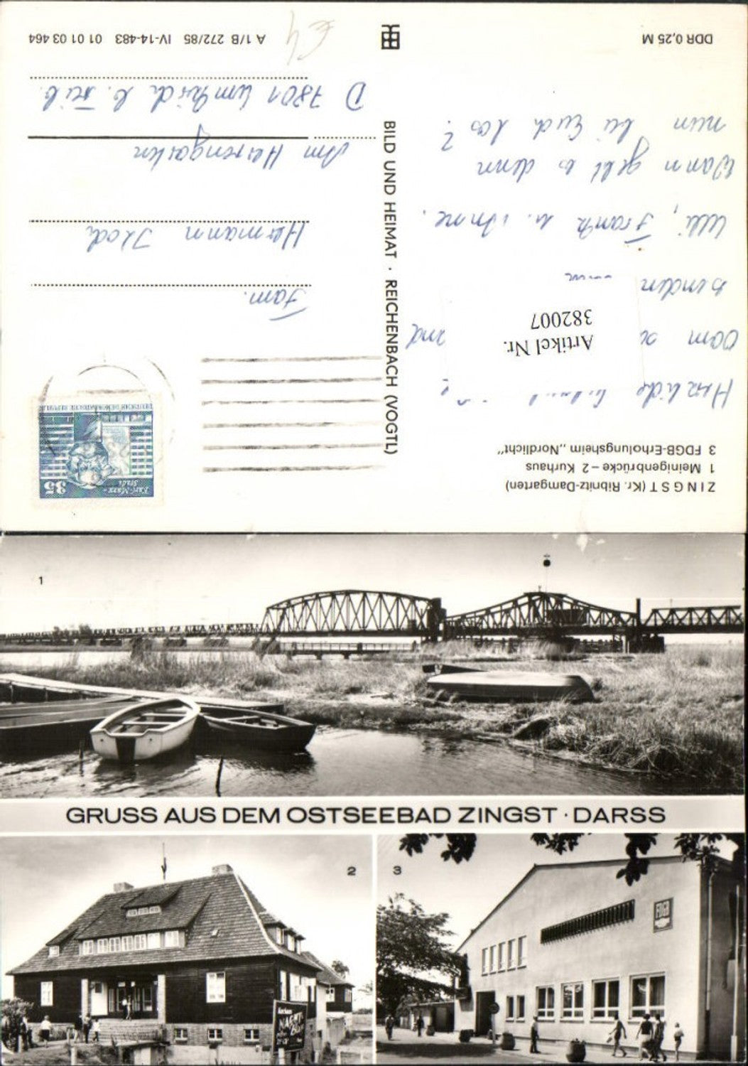 382007,Ostseebad Zingst Darß Meinigenbrücke Brücke Kurhaus Erholungsheim Mehrbildkarte