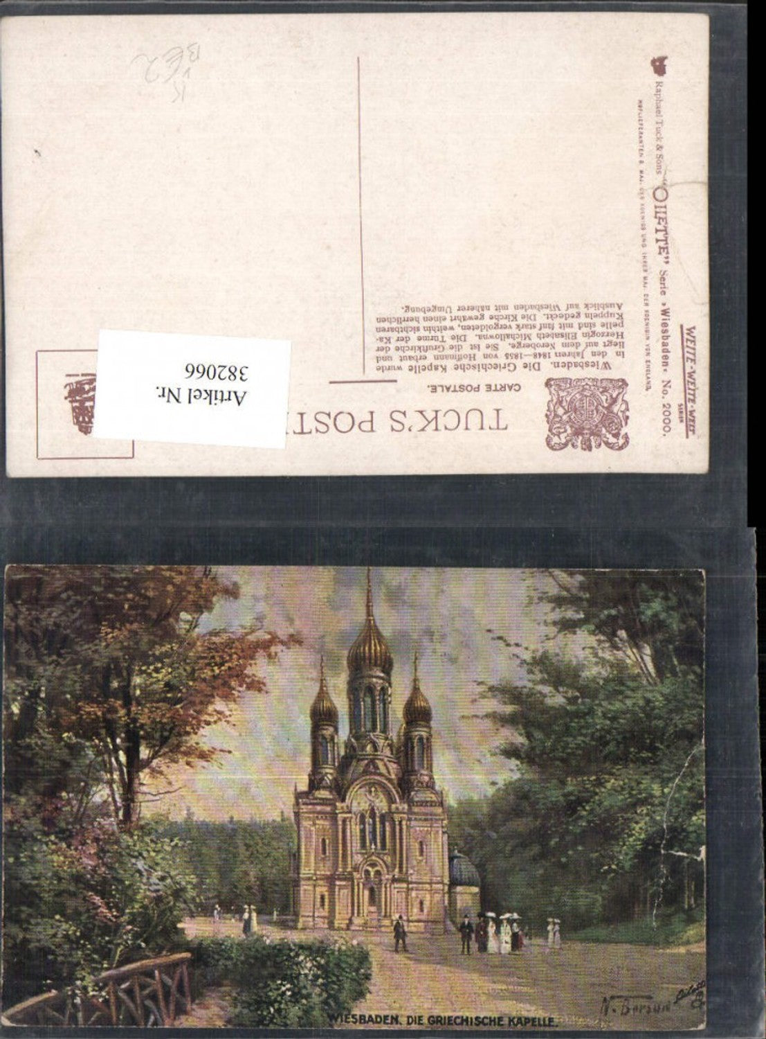 382066,Künstler AK Wiesbaden Griechische Kapelle Kirche pub Raphael Tuck & Sons 2000