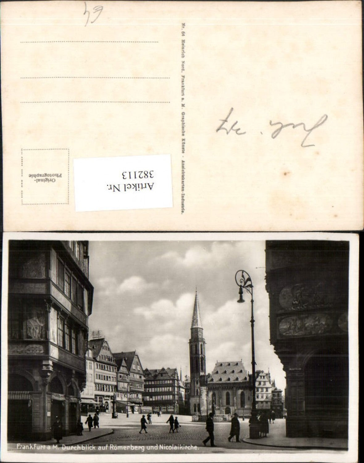 382113,Frankfurt am Main Durchblick auf Römerberg u. Nicolai-Kirche Straßenansicht