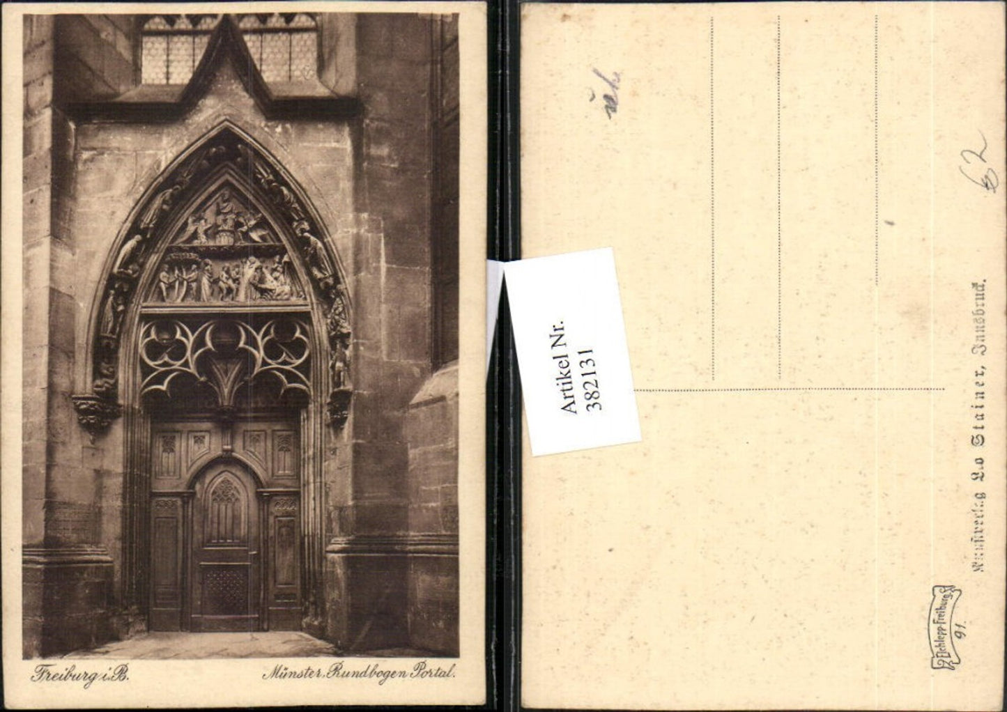 382131,Freiburg im Breisgau Münster Kirche Rundbogen Portal