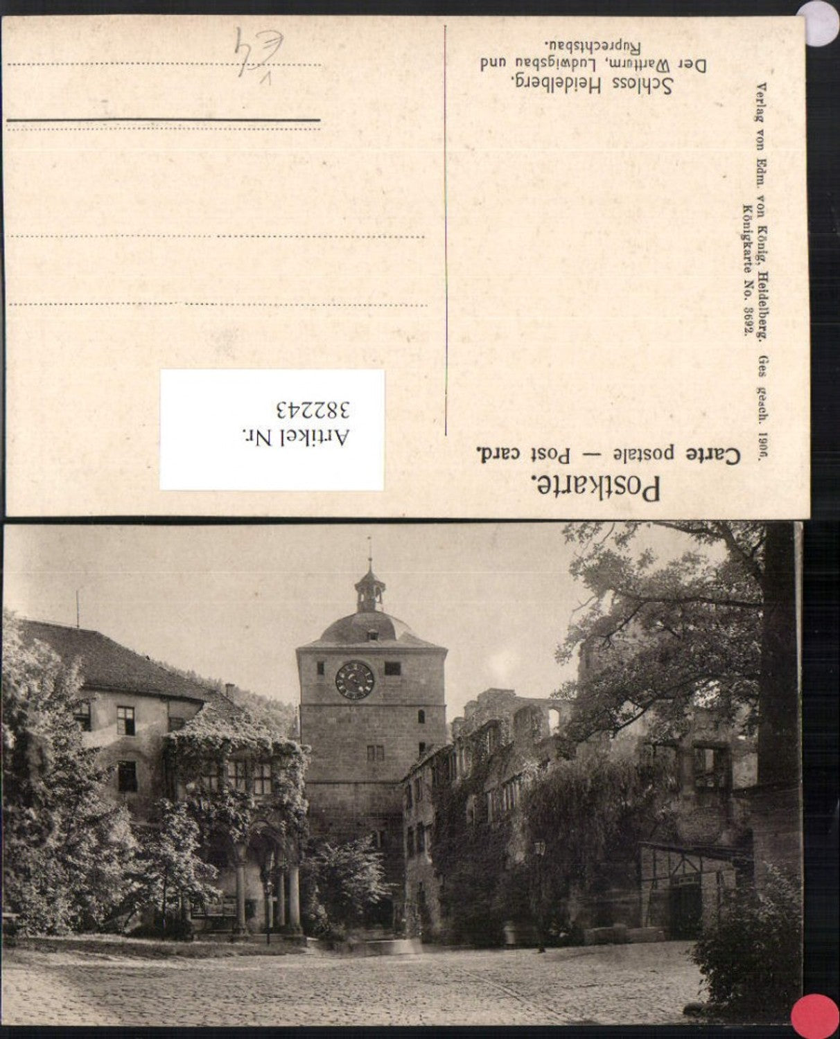 382243,Heidelberg Schloss Wartturm Ludwigsbau u. Ruprechtsbau pub Edmund v. König 3692