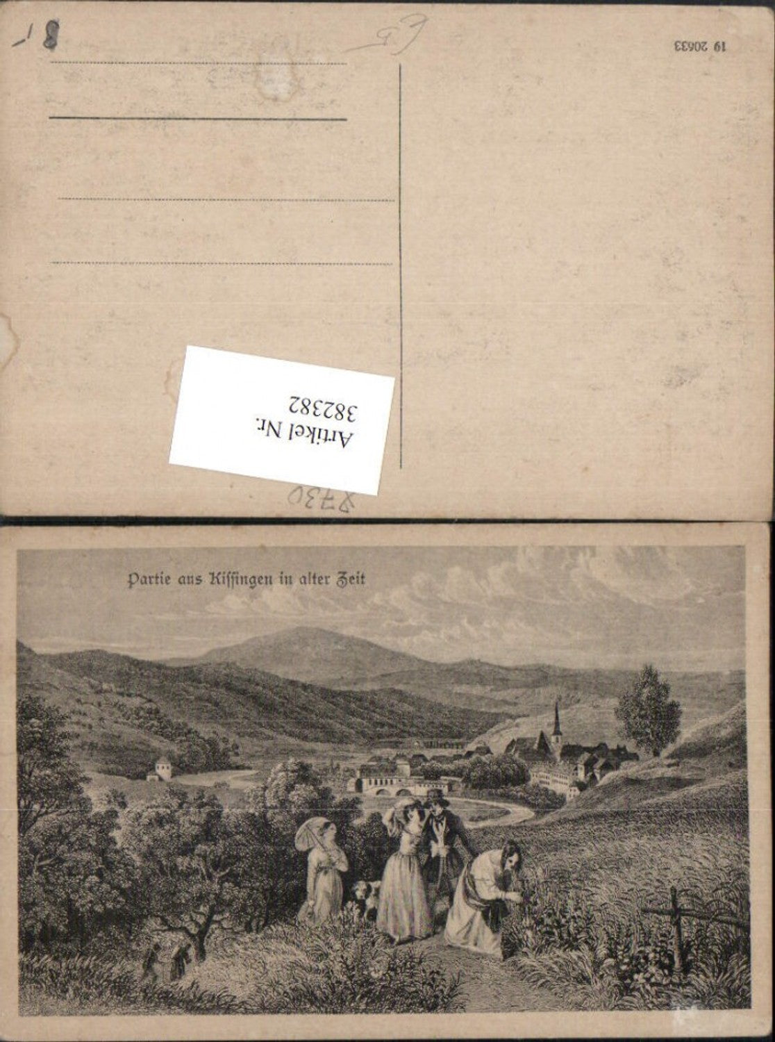 382382, Artist AK Bad Kissingen in olden times Total departure