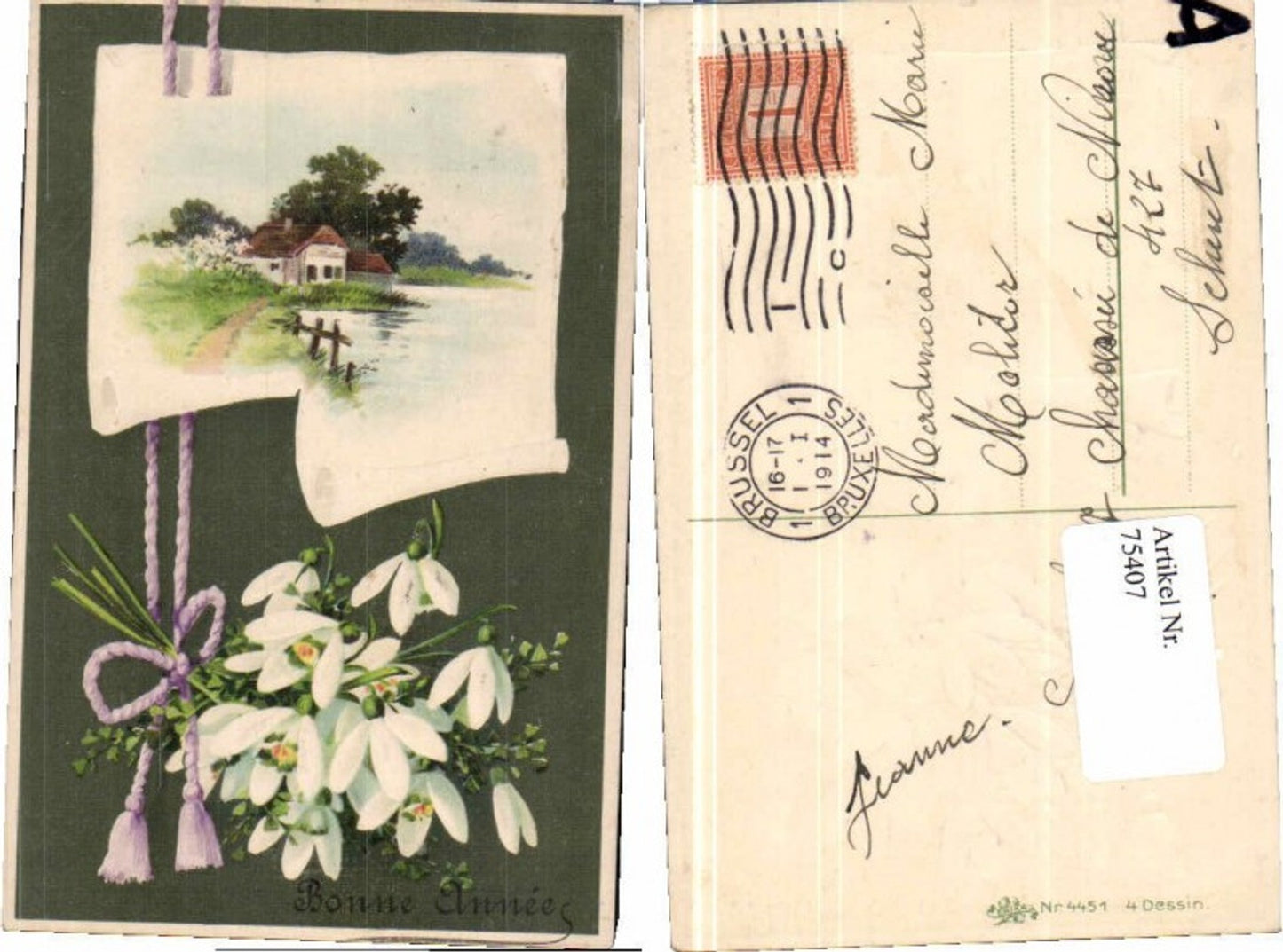 75407, embossing AK Erika 4451 snowdrop flowers