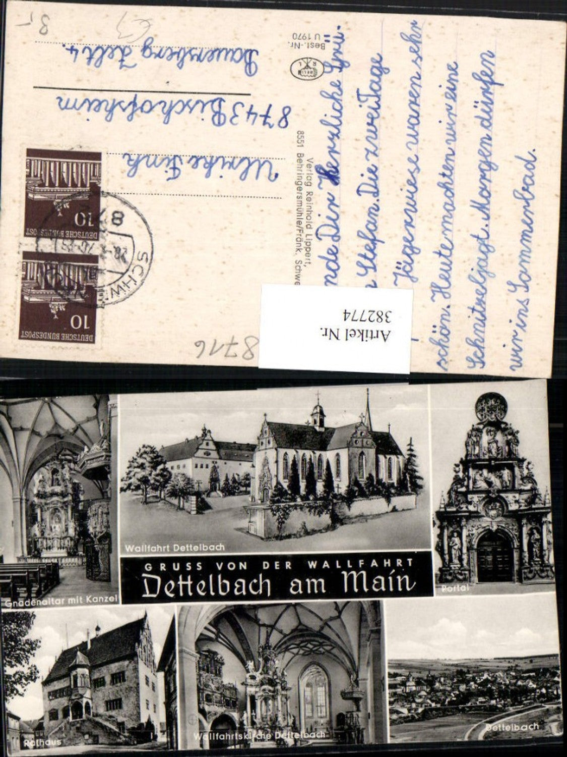 382774,Dettelbach am Main Totale Rathaus Kirche Portal Mehrbildkarte